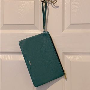 Fossil Teal Leather Wristlet